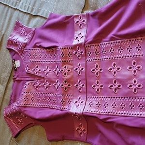 Venus Brand NWOT Vivid Purple Peplum Faux Leather/Knit Top Sz Large